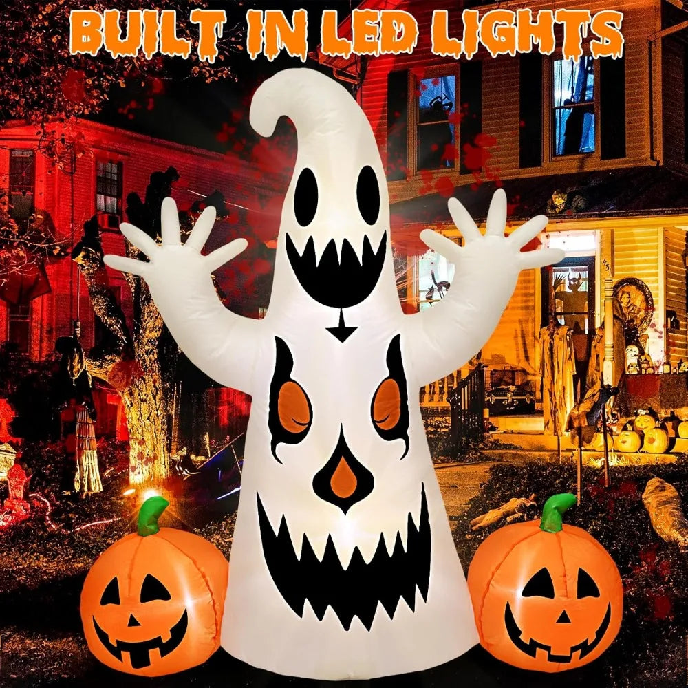 7.2FT Halloween Inflatable Outdoor Ghost Pumpkin