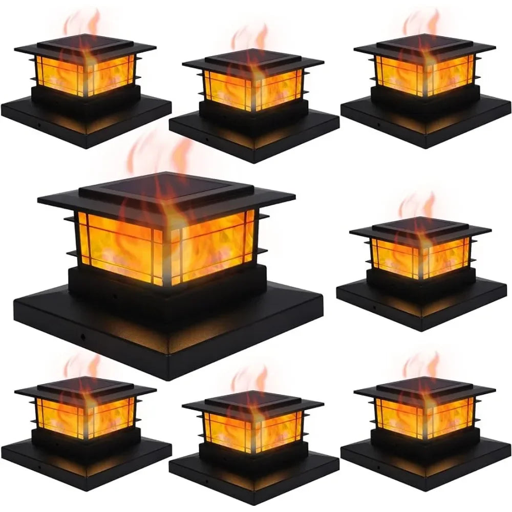 8 Pack Solar Flame Post Lights Outdoor,