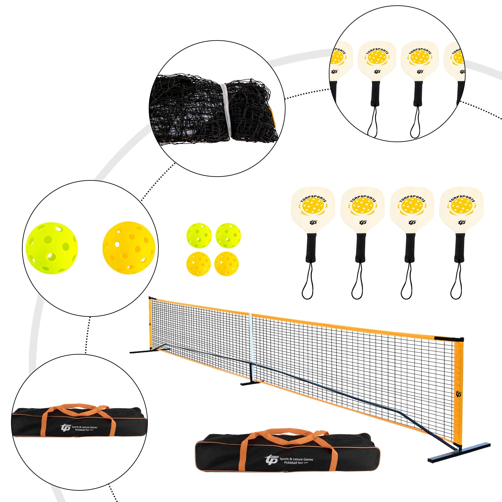 Portable Pickleball Net Set with 4 Pickleball Paddles, - My Special Palace