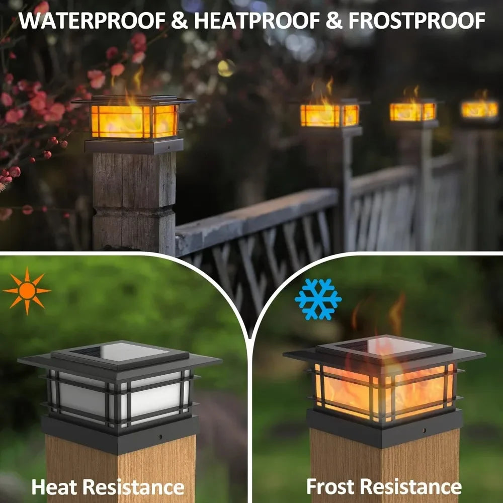 8 Pack Solar Flame Post Lights Outdoor,