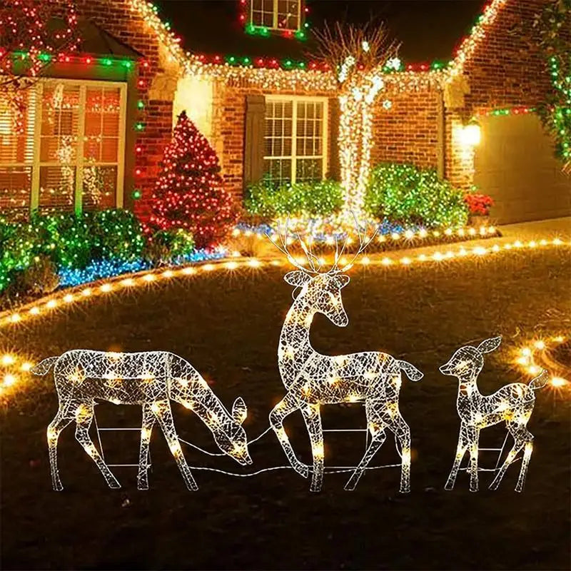 Night Lamp Deer Lighted Christmas Reindeer Solar Light Light Up Decoration For Garden Outdoor Standing Christmas Elk Ornament