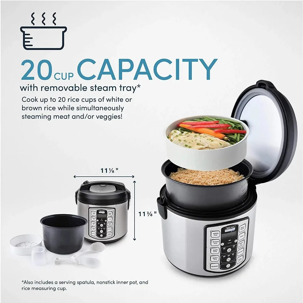 20-Cup (Cooked) / 5Qt. Digital Rice & Grain Multicooker, Food Steamer, Slow, Grain Cooker, Stainless Exterior/Nonstick Pot - My Special Palace