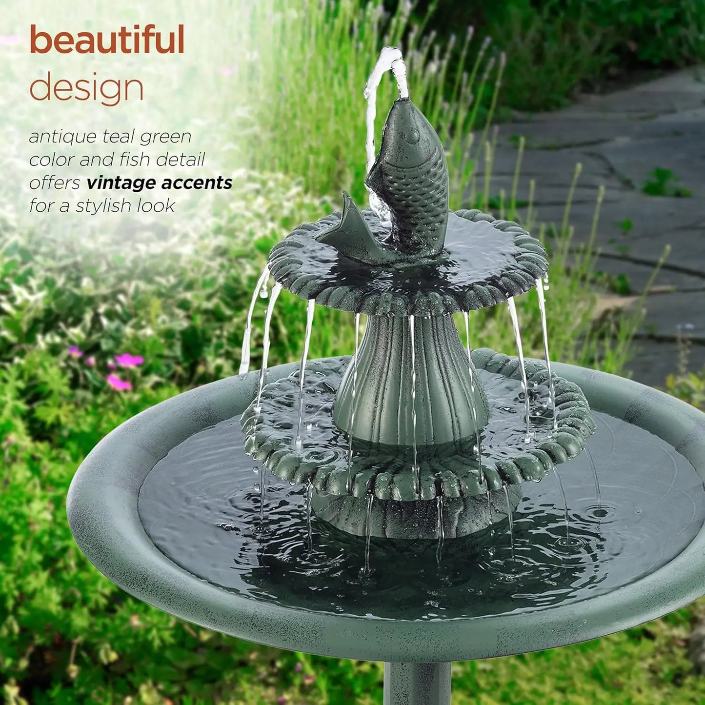 Outdoor Waterfall Fountain with Birdbath - My Special Palace