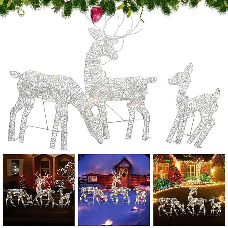 Night Lamp Deer Lighted Christmas Reindeer Solar Light Light Up Decoration For Garden Outdoor Standing Christmas Elk Ornament