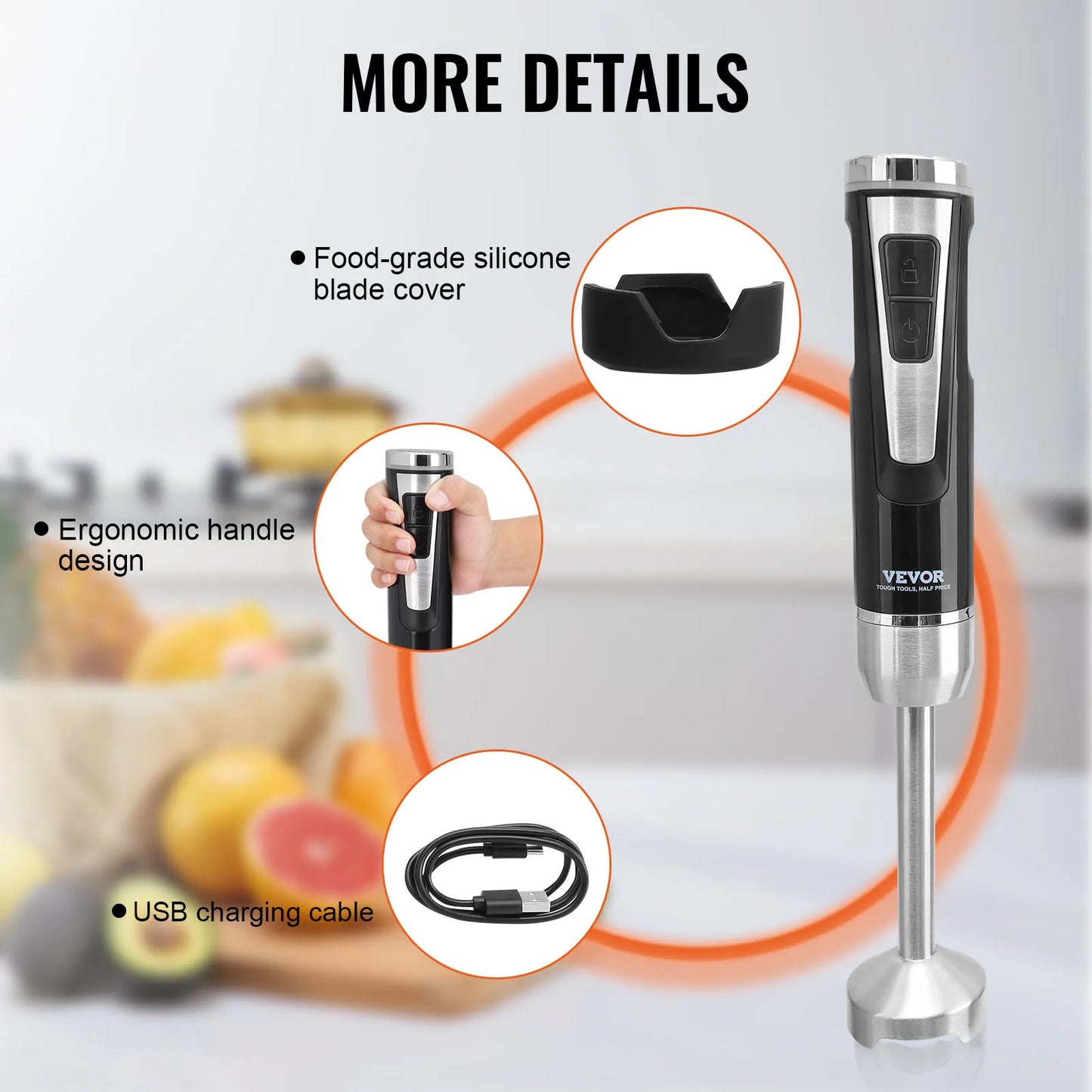 VEVOR 8/12 Speed Immersion Mini Portable Blender Handheld Mixer - My Special Palace