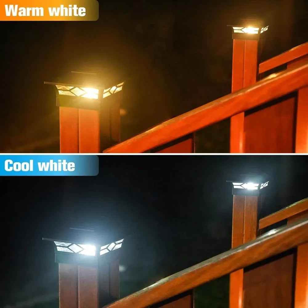 Solar Post Cap Lights: 8 - Pack Outdoor Post