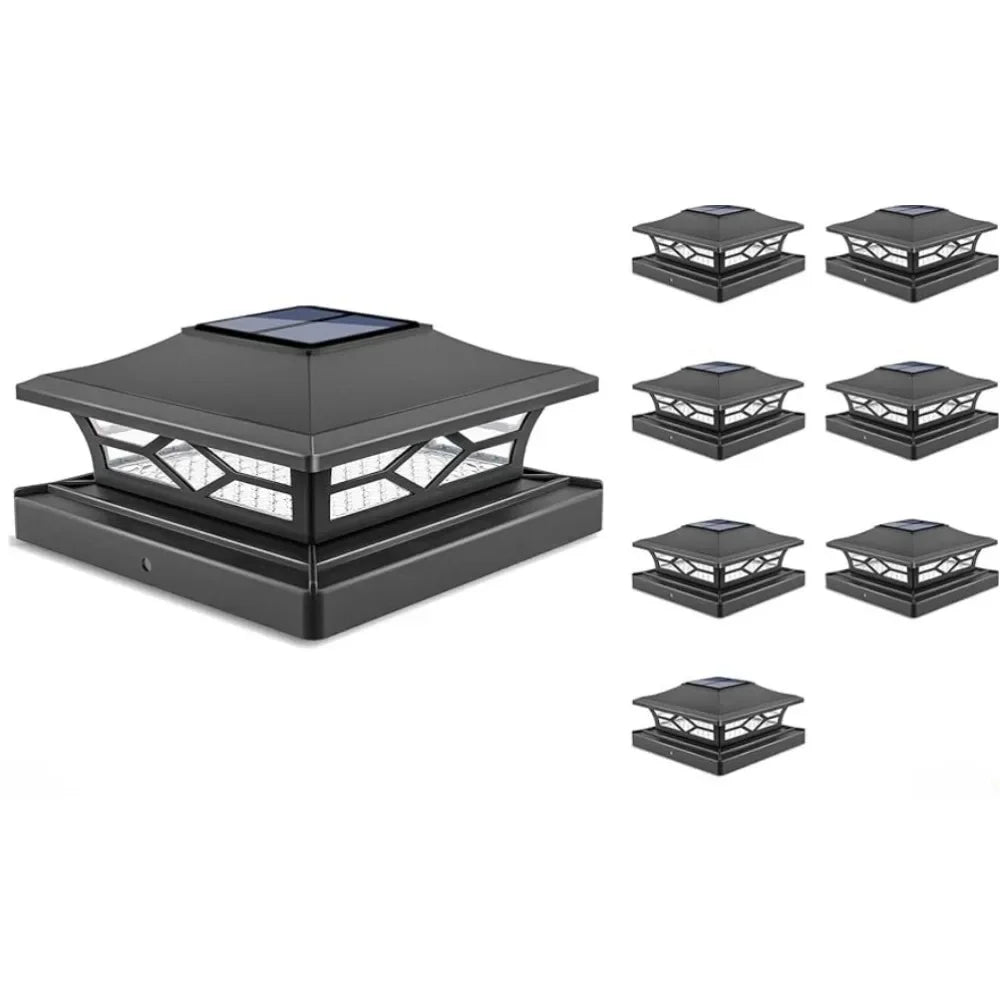 Solar Post Cap Lights: 8 - Pack Outdoor Post