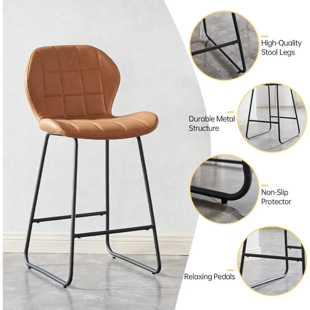 Bar Stools Set of 4 Modern PU Leather Bar Height Stool - My Special Palace