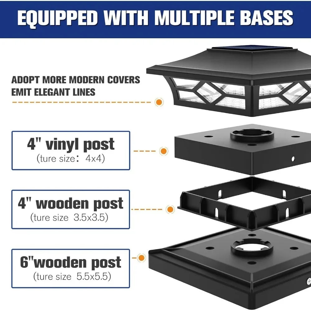 Solar Post Cap Lights: 8 - Pack Outdoor Post