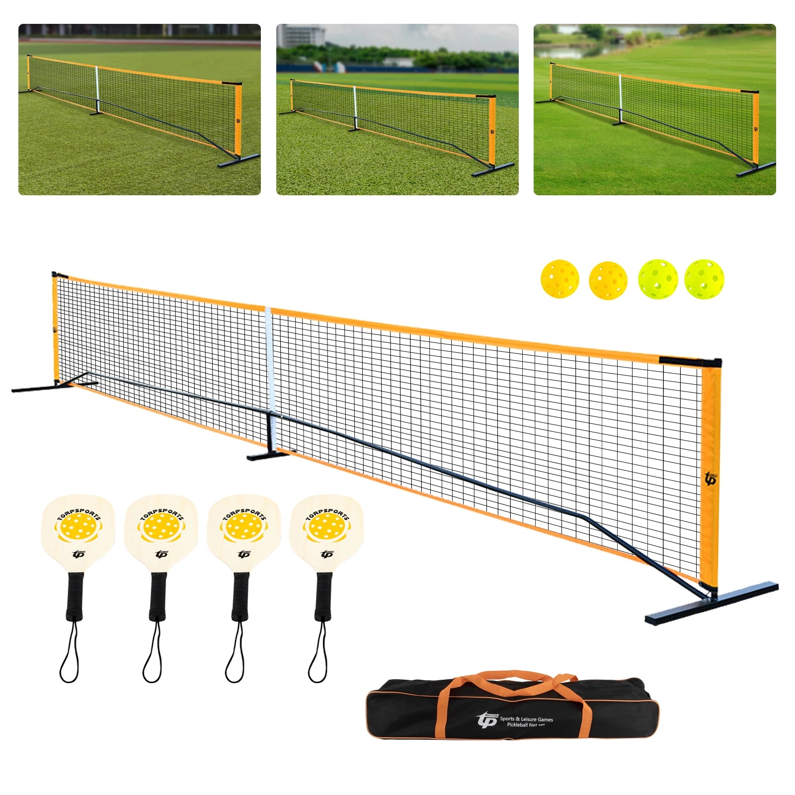 Portable Pickleball Net Set with 4 Pickleball Paddles, - My Special Palace