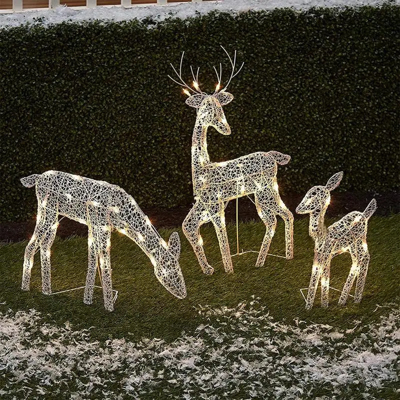 Night Lamp Deer Lighted Christmas Reindeer Solar Light Light Up Decoration For Garden Outdoor Standing Christmas Elk Ornament