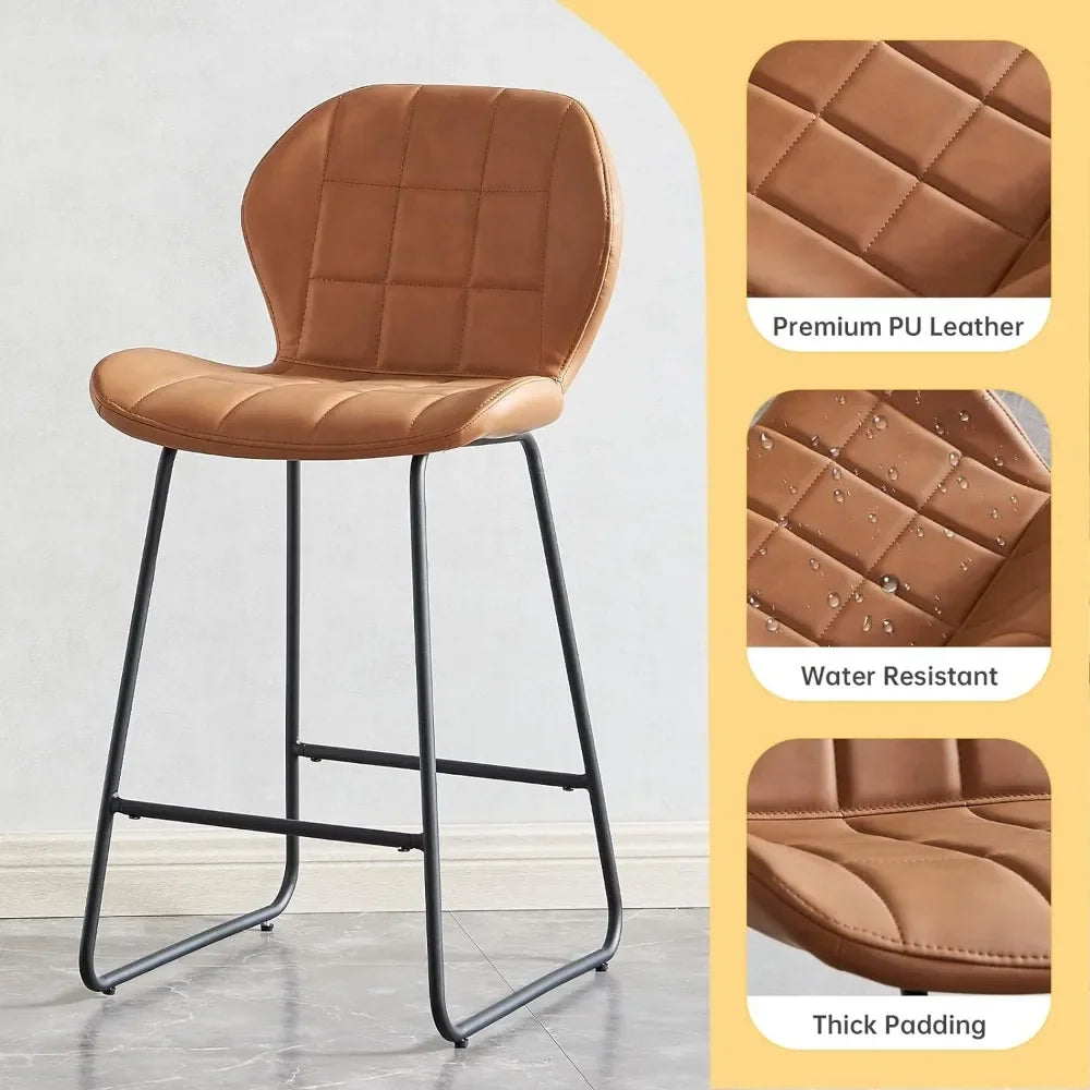 Bar Stools Set of 4 Modern PU Leather Bar Height Stool - My Special Palace