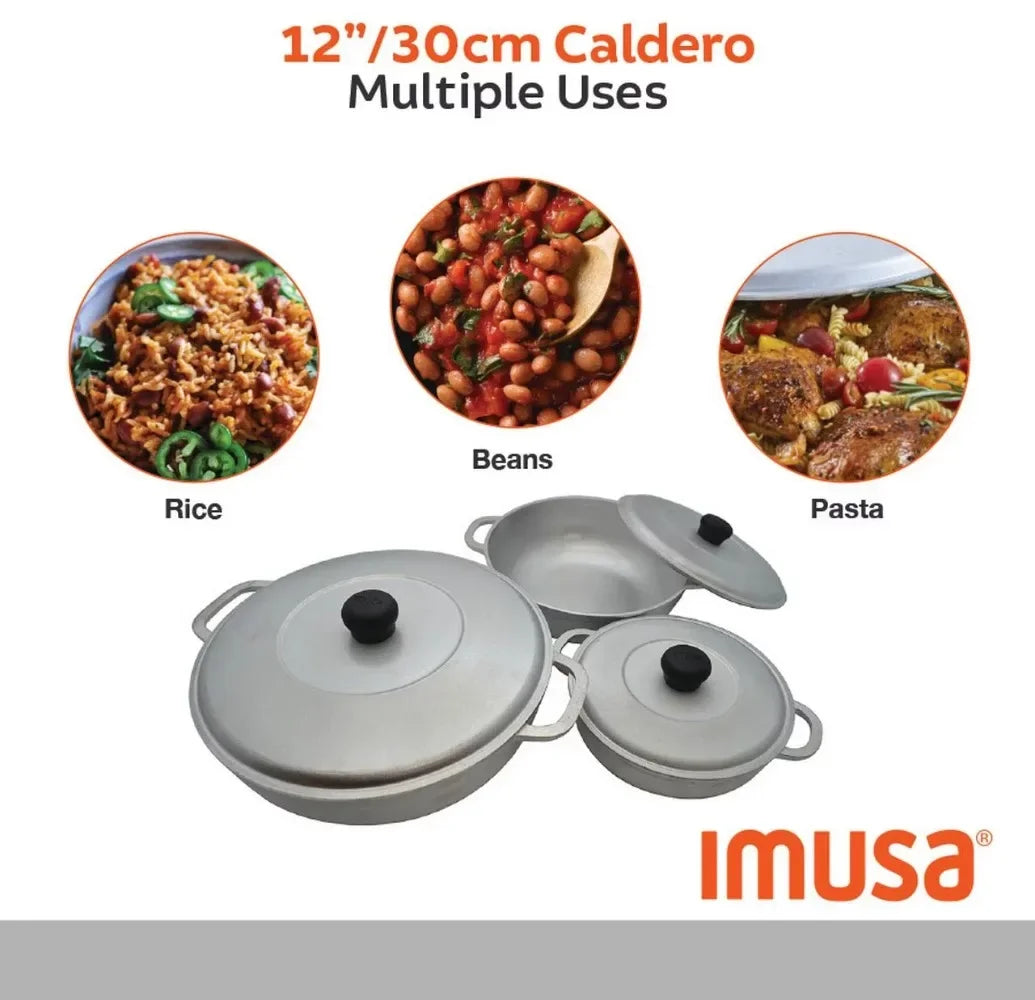 Imusa 3Pieces Colombian Cast Aluminum Caldero or Dutch Oven Set with Lid Non Stick Cookware Kitchen Dining Bar - My Special Palace