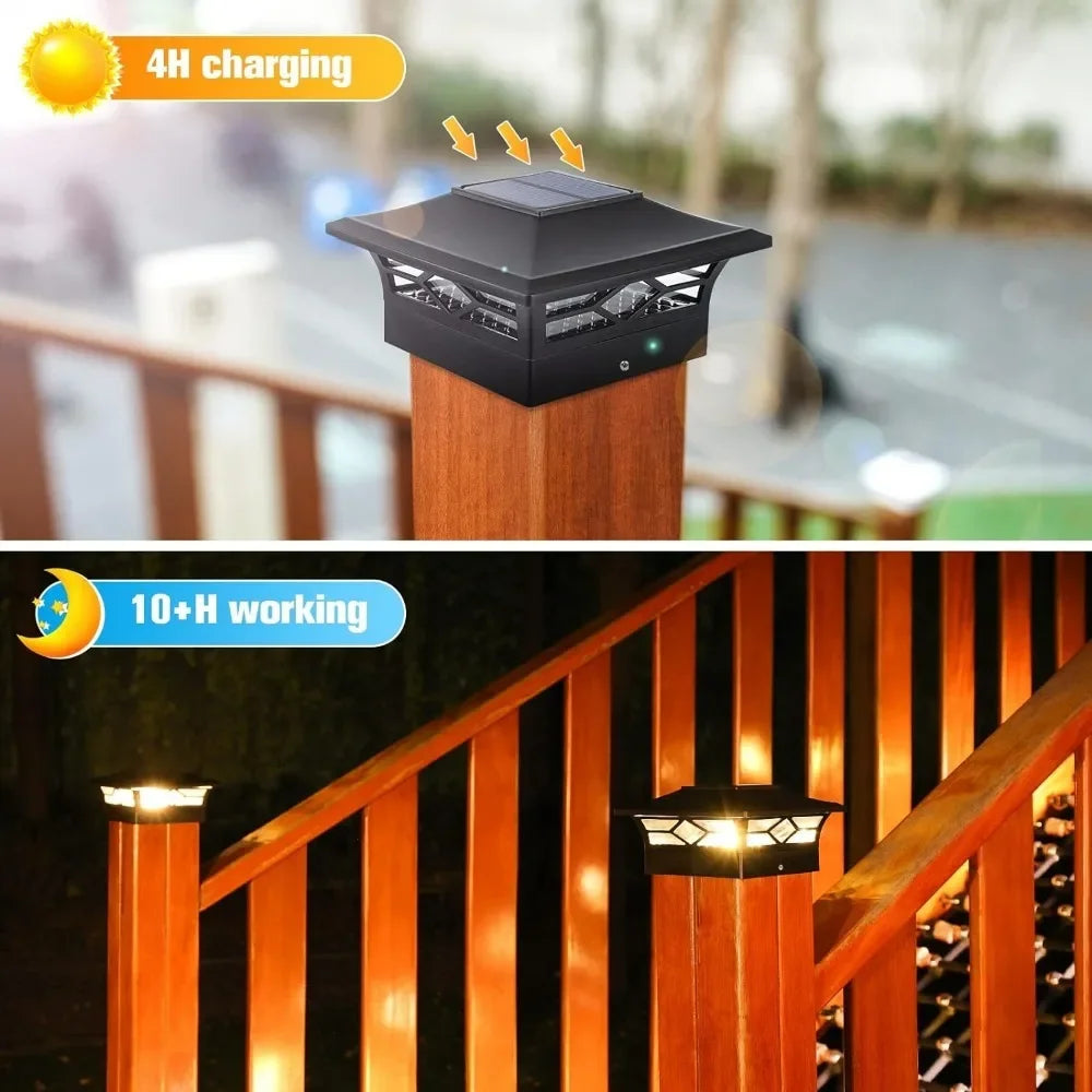 Solar Post Cap Lights: 8 - Pack Outdoor Post