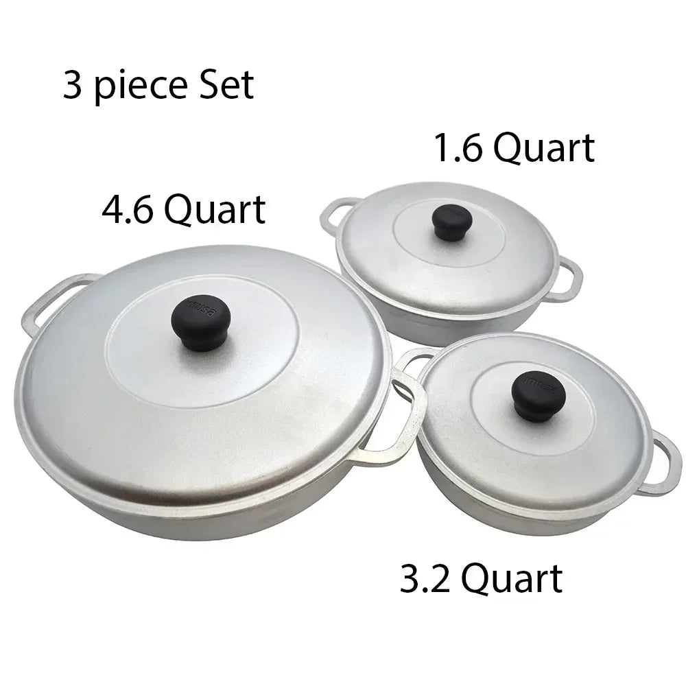 Imusa 3Pieces Colombian Cast Aluminum Caldero or Dutch Oven Set with Lid Non Stick Cookware Kitchen Dining Bar - My Special Palace