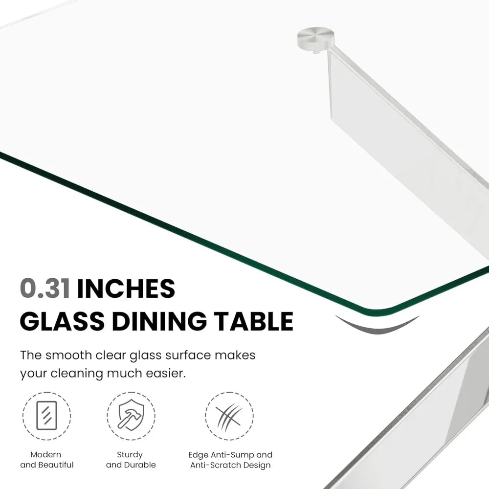 Glass Dining Table Set for 4